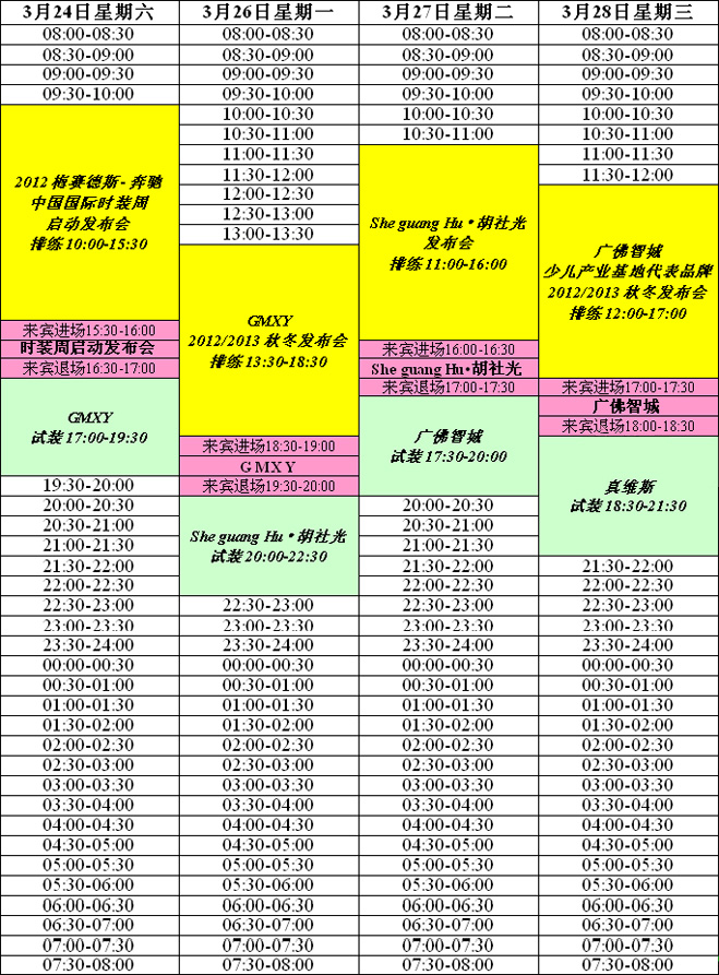 梅賽德斯-奔馳中國(guó)國(guó)際時(shí)裝周(751D·PARK中央大廳)試裝、排練、發(fā)布時(shí)間表